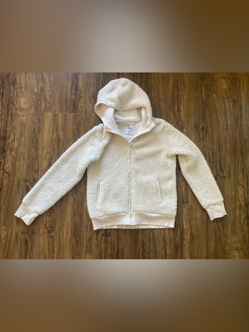 Athleta Kids Cream Sherpa Hoodie Jacket Girls Size 16 Activewear
